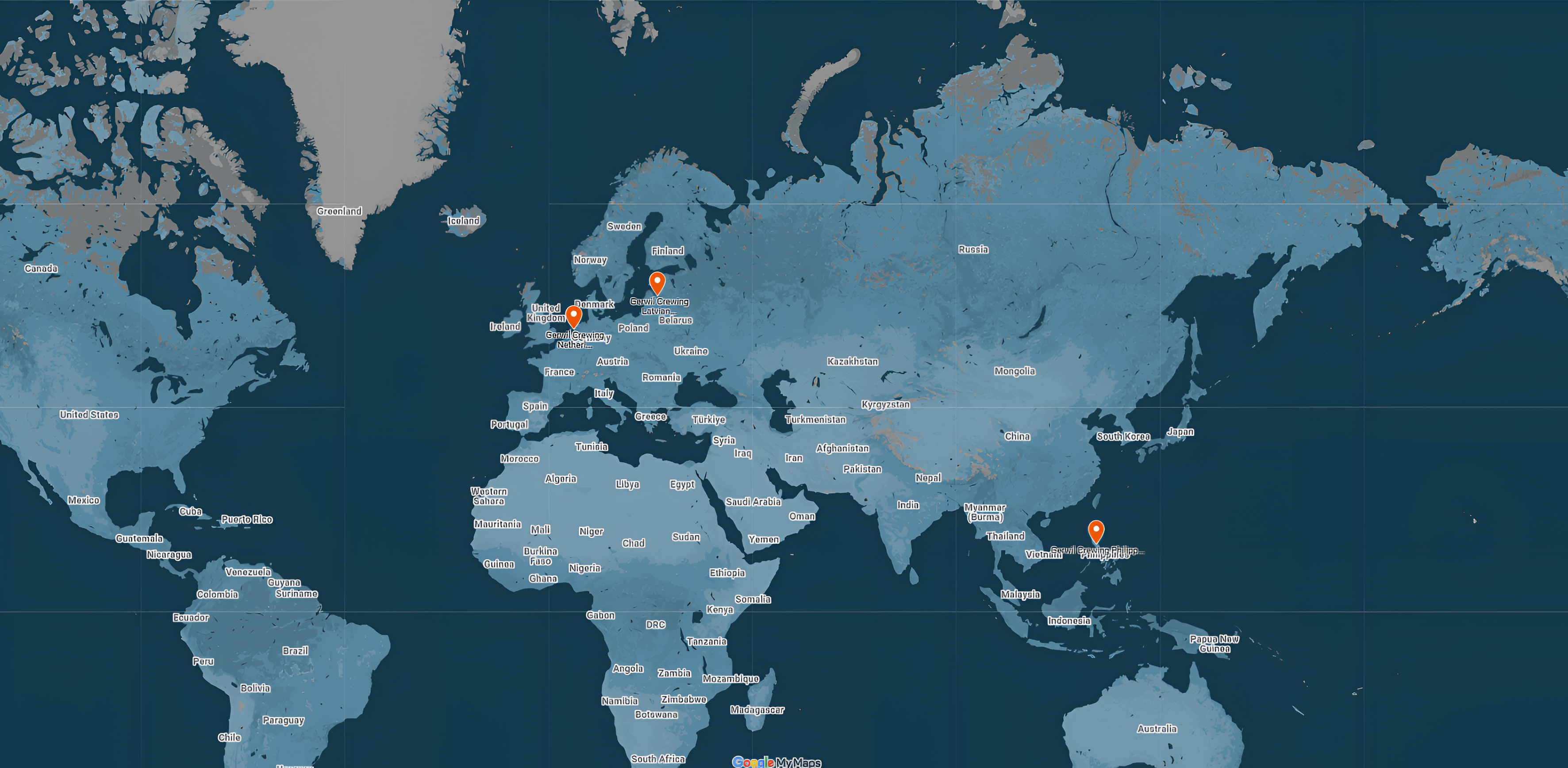 Map of Gerwil Crewing office locations